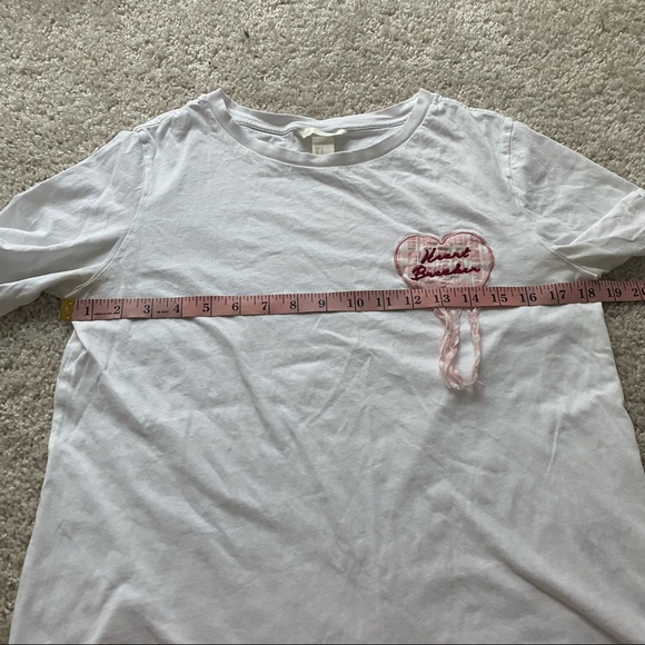 "Heart Breaker" H&M small pink and white crop top tee - Picture 6 of 7